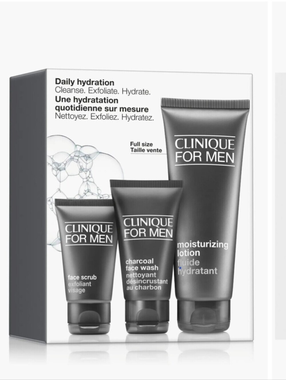 Clinique NEW Daily Hydration Men's Skincare 3 pc Set Travel Clean Moisturizer